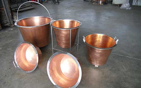 Various copper pots